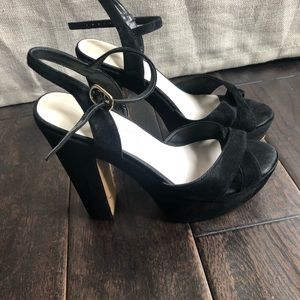 Aldo Black Suede Platform Heels US 7.5